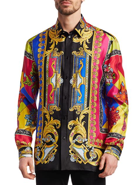 mens vintage versace silk shirts|versace collection men shirt sale.